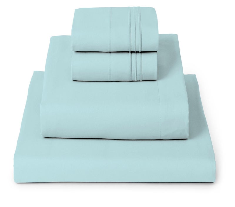 Mellanni King Sheets Set - 4 PC Iconic Collection Bedding - Hotel Luxury, Extra Soft, Cooling Bed Sheets - Wrinkle, Fade, Stain Resistant (King, Aqua) - Image 1
